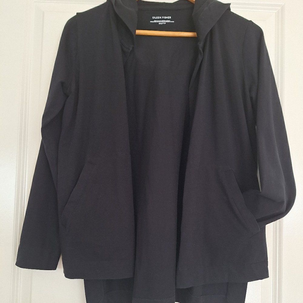 Eileen‎ Fisher Black Cardigan with hood size XXS/TTP